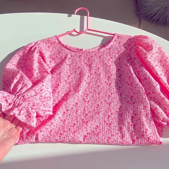 Floral Print Pretty Pink Blouse - Picture 4 of 5